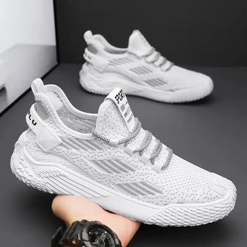 Xajzpa New Men's Shoes Flying Woven Mesh Sports Breathable Light Casual Sports Running Soft Sole Travel Shoes Sneakers Off White Shoes